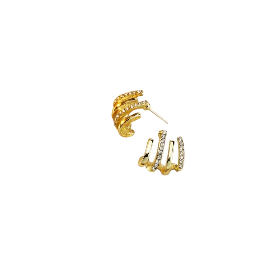 Trendy Chic Gold and Rhinestone Wrap Earrings - Picture 5 of 6
